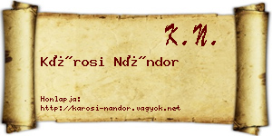 Károsi Nándor névjegykártya