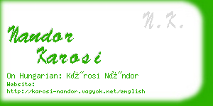 nandor karosi business card